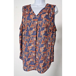 Evri 2X Cheetah Top Blouse Sleeveless Leopard FLowy Career Casual Big Cat